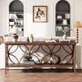 Lantine 70.9-Inch Narrow Sofa Table, 2-Tier Industrial Console Table Behind Couch, Long Entry Tables with Storage for Foyer, Hallway, Glossy Brown