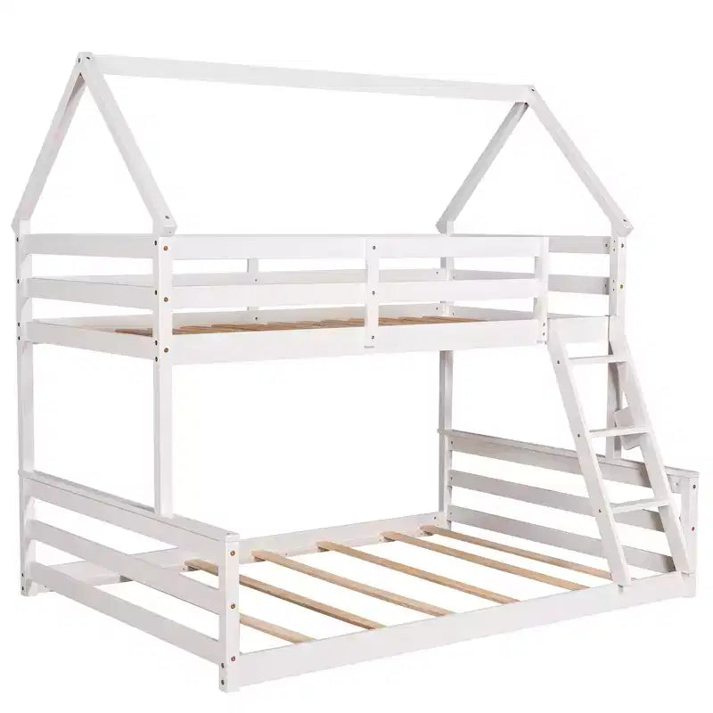 FAMYYT Twin Size Wood Bed?With Built-in Ladder, Easy Assembly