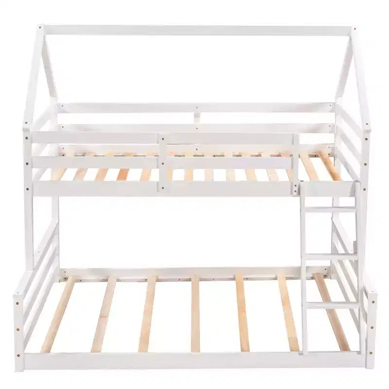 FAMYYT Twin Size Wood Bed?With Built-in Ladder, Easy Assembly