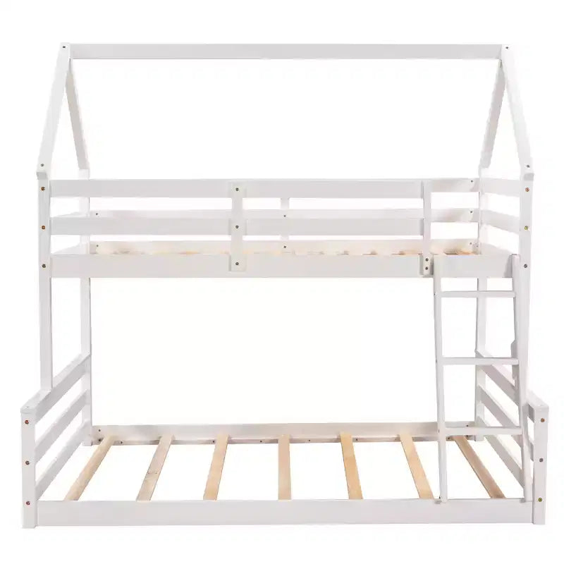 FAMYYT Twin Size Wood Bed?With Built-in Ladder, Easy Assembly