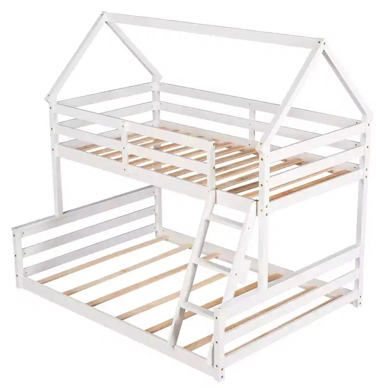 FAMYYT Twin Size Wood Bed?With Built-in Ladder, Easy Assembly