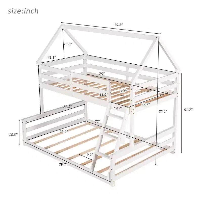 FAMYYT Twin Size Wood Bed?With Built-in Ladder, Easy Assembly