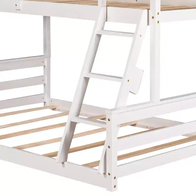 FAMYYT Twin Size Wood Bed?With Built-in Ladder, Easy Assembly