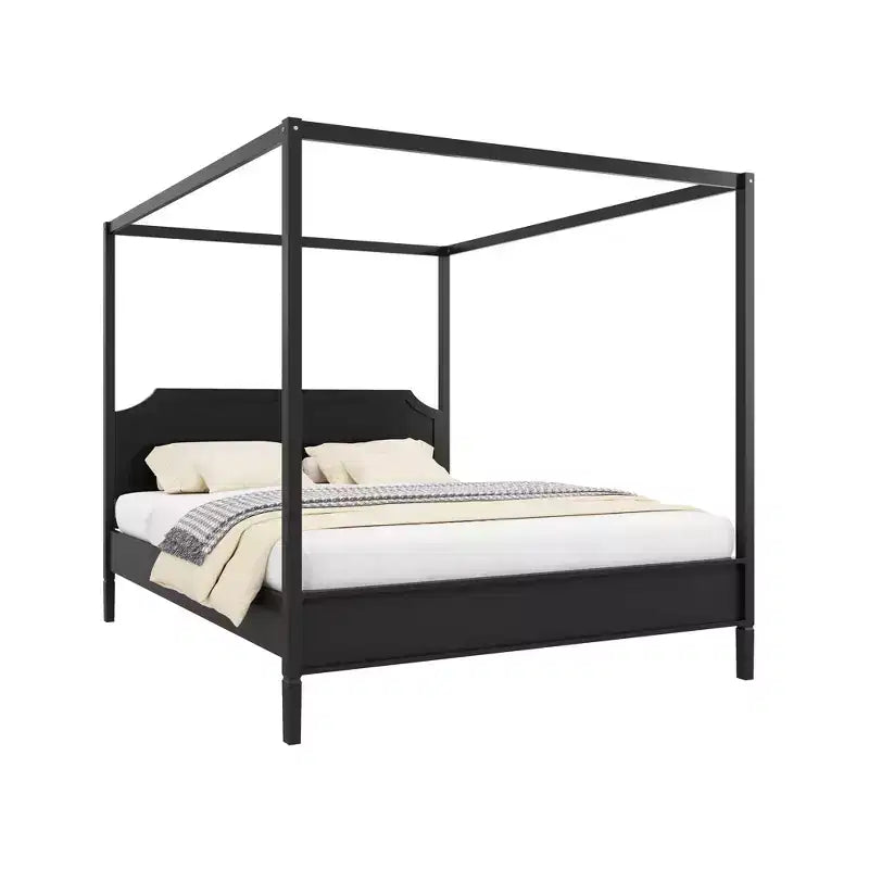 GDFStudio Flores Wooden Canopy Platform Bed with Headboard and Support Legs