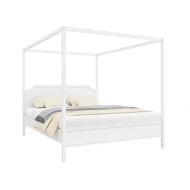 GDFStudio Flores Wooden Canopy Platform Bed with Headboard and Support Legs