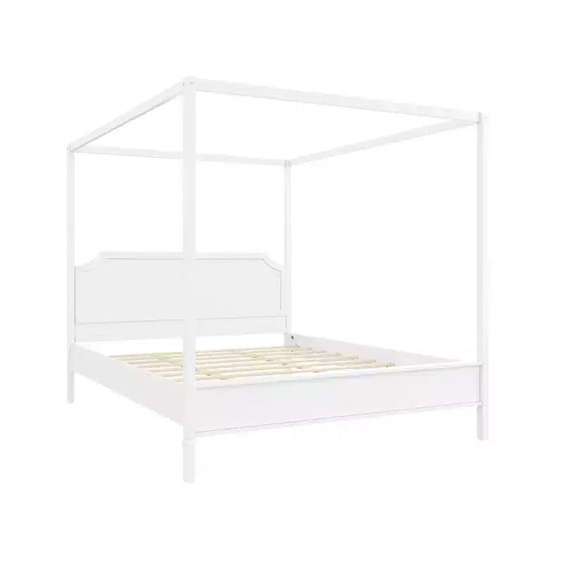 GDFStudio Flores Wooden Canopy Platform Bed with Headboard and Support Legs
