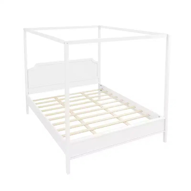 GDFStudio Flores Wooden Canopy Platform Bed with Headboard and Support Legs