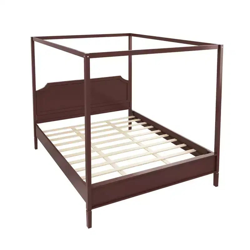 GDFStudio Flores Wooden Canopy Platform Bed with Headboard and Support Legs