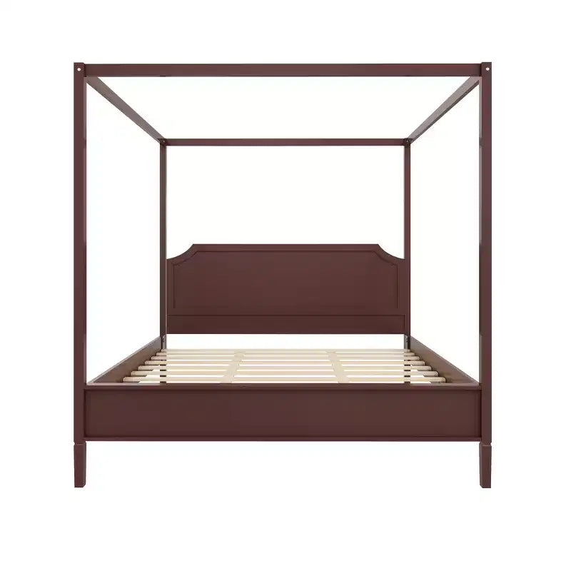 GDFStudio Flores Wooden Canopy Platform Bed with Headboard and Support Legs