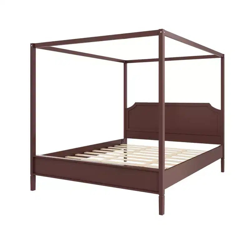 GDFStudio Flores Wooden Canopy Platform Bed with Headboard and Support Legs