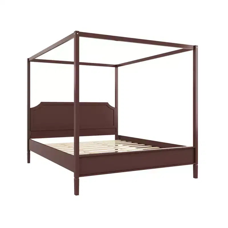 GDFStudio Flores Wooden Canopy Platform Bed with Headboard and Support Legs
