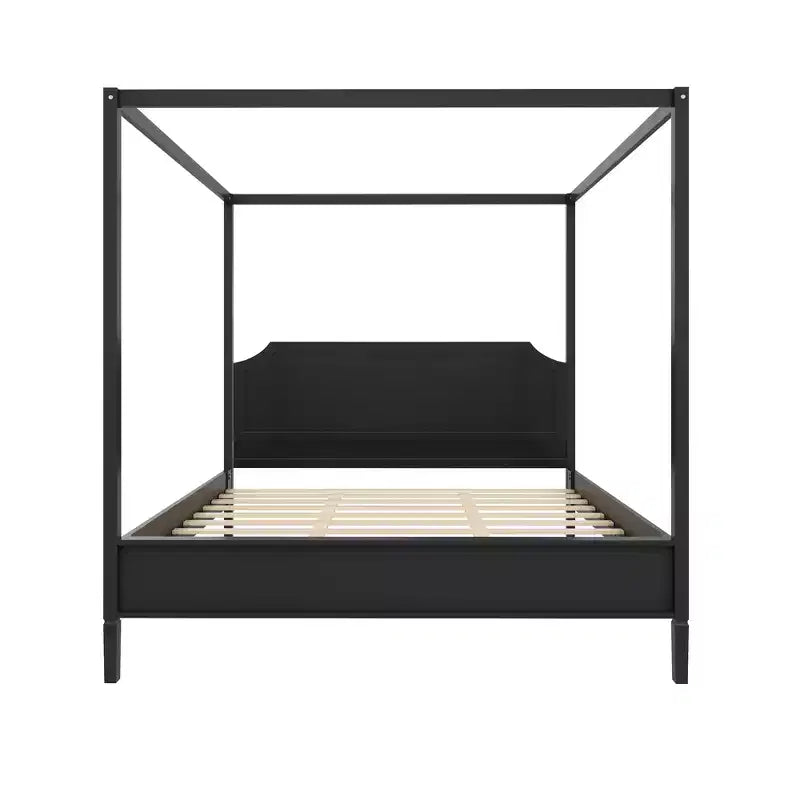 GDFStudio Flores Wooden Canopy Platform Bed with Headboard and Support Legs