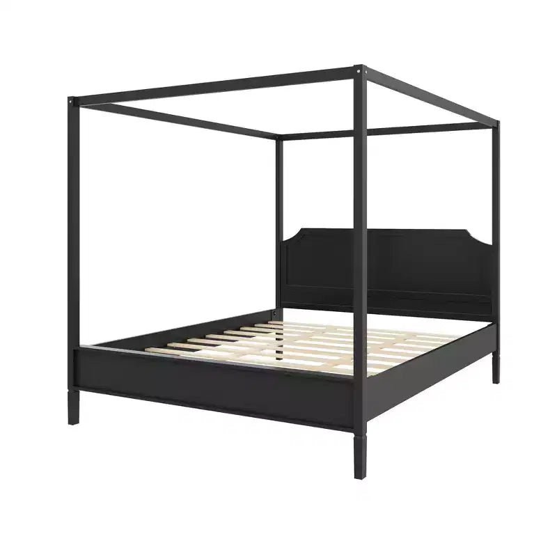 GDFStudio Flores Wooden Canopy Platform Bed with Headboard and Support Legs