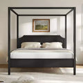 GDFStudio Flores Wooden Canopy Platform Bed with Headboard and Support Legs