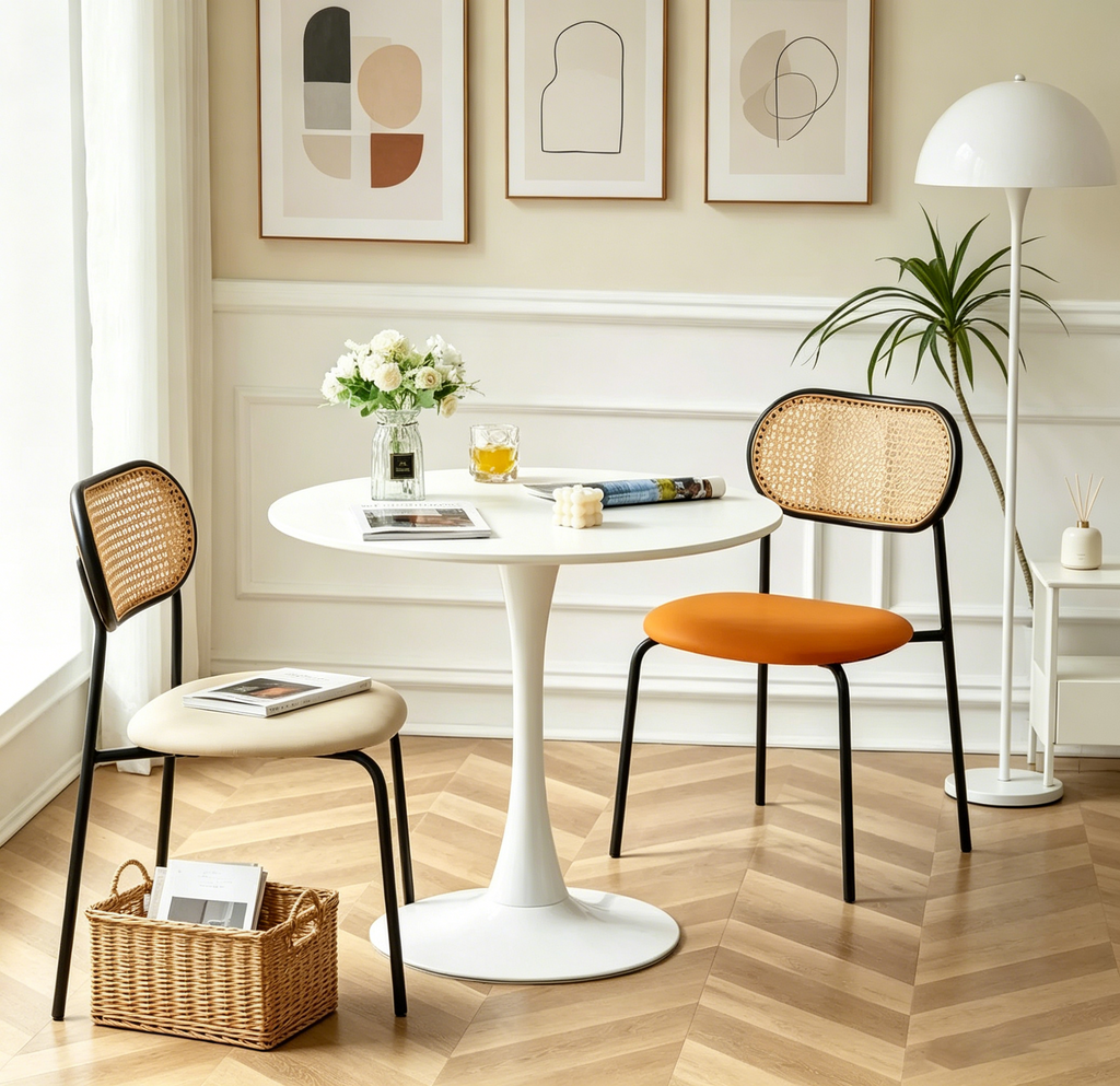 Table ronde blanche, table de salle à manger moderne